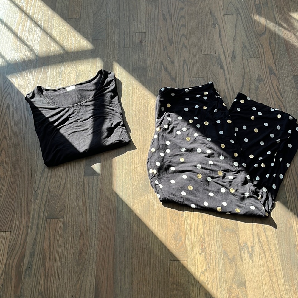 Soma Cool Nights Black and Gold Polka Dot Pjs - Picture 2 of 7
